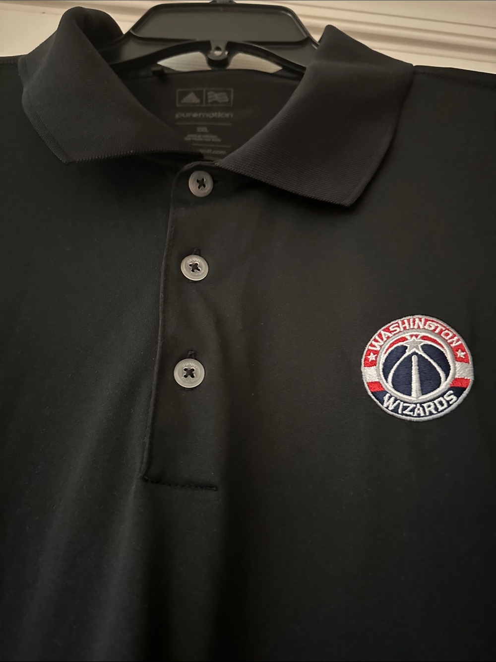 adidas Black Polo with Washington Wizards Crest